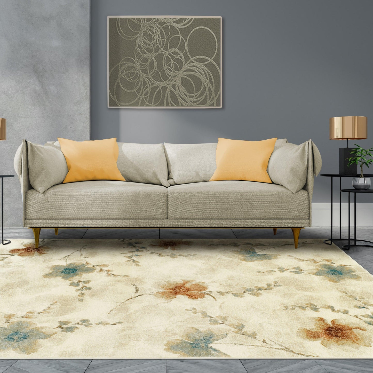 Fiore Modern Oriental Floral Rug FredCo