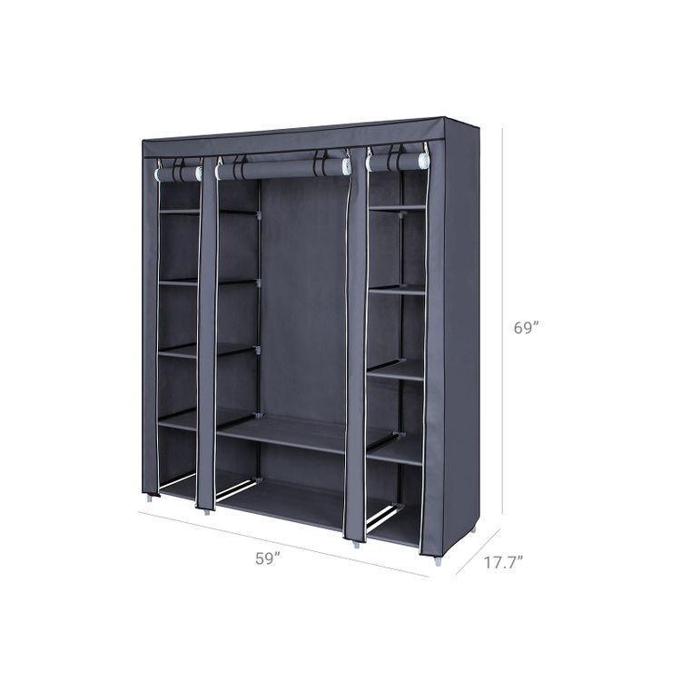 Grey Portable Clothes Closet 68" FredCo