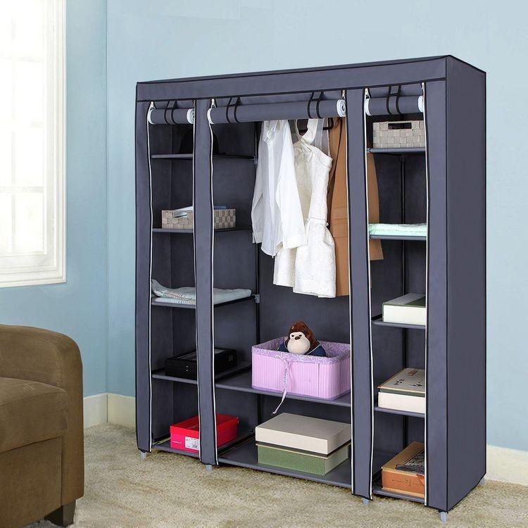 Grey Portable Clothes Closet 68" FredCo