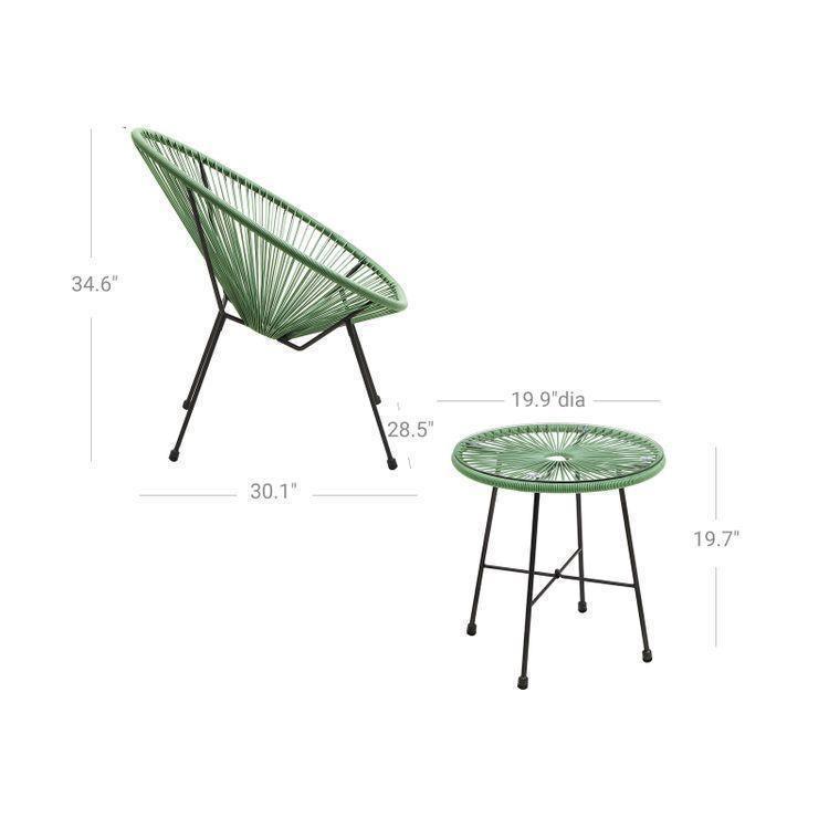 Light Green 3-Piece Outdoor Acapulco Chair FredCo