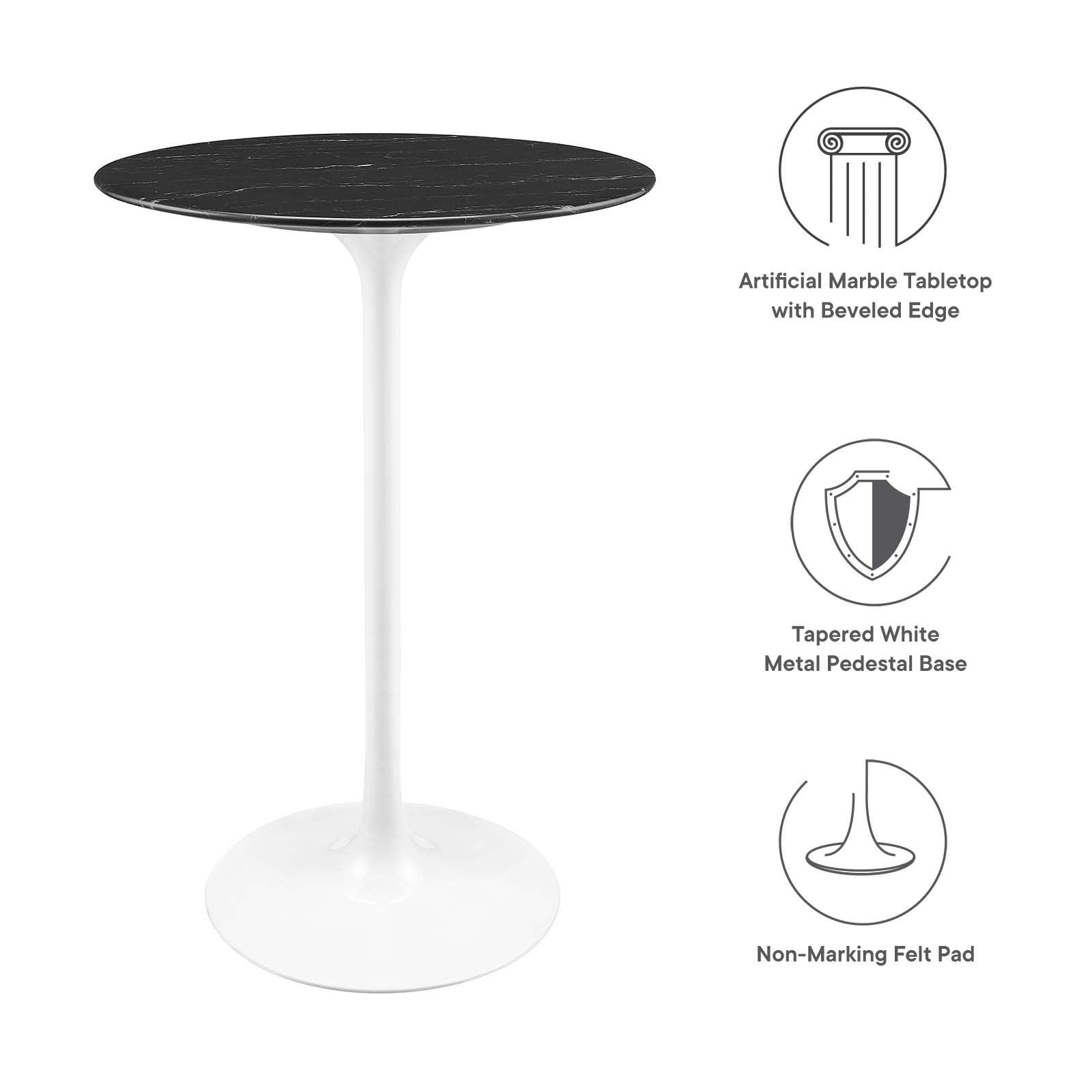 Lippa 28" Round Artificial Marble Bar Table, EEI-5203 FredCo
