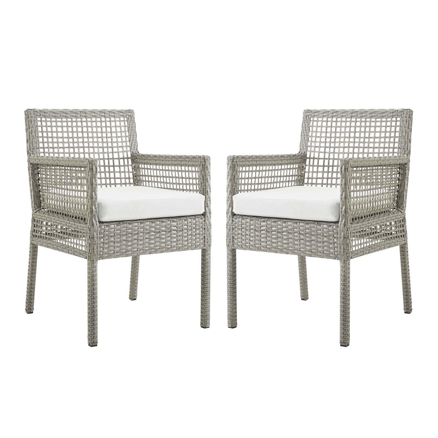 Modway Aura Dining Armchair Outdoor Patio Wicker Rattan Set of 2 FredCo