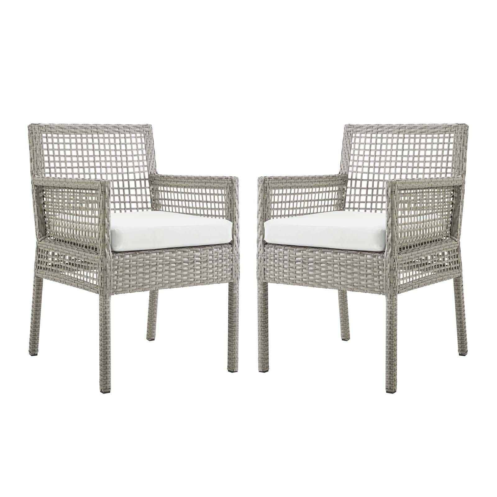 Modway Aura Dining Armchair Outdoor Patio Wicker Rattan Set of 2 FredCo