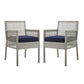 Modway Aura Dining Armchair Outdoor Patio Wicker Rattan Set of 2 FredCo