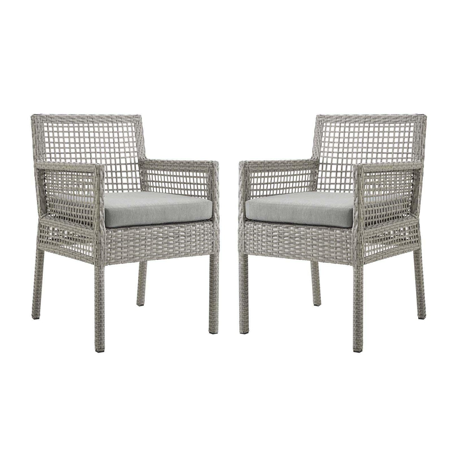 Modway Aura Dining Armchair Outdoor Patio Wicker Rattan Set of 2 FredCo