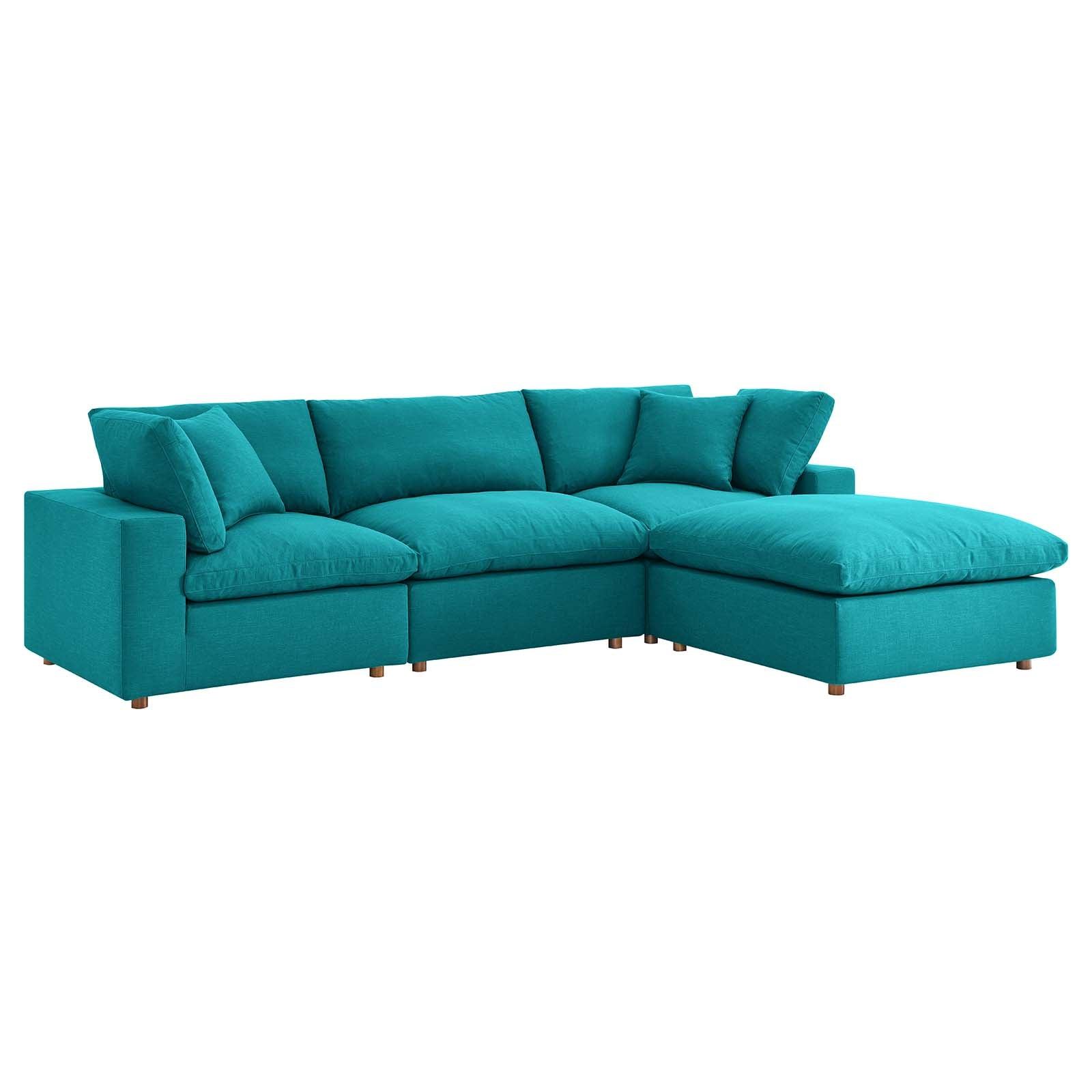 Modway Commix Down Filled Overstuffed 4 Piece Sectional Sofa Set, EEI-3356 FredCo