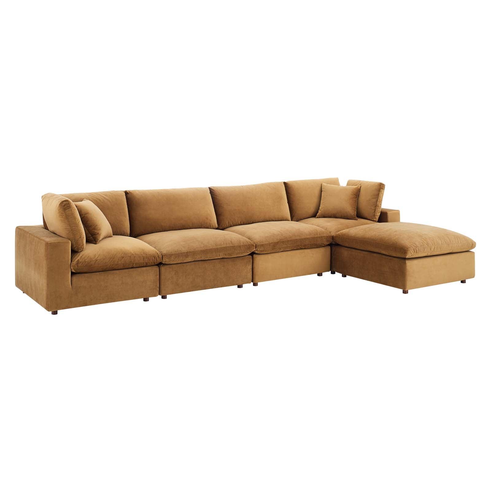 Modway Commix Down Filled Overstuffed Performance Velvet 5-Piece Sectional Sofa FredCo