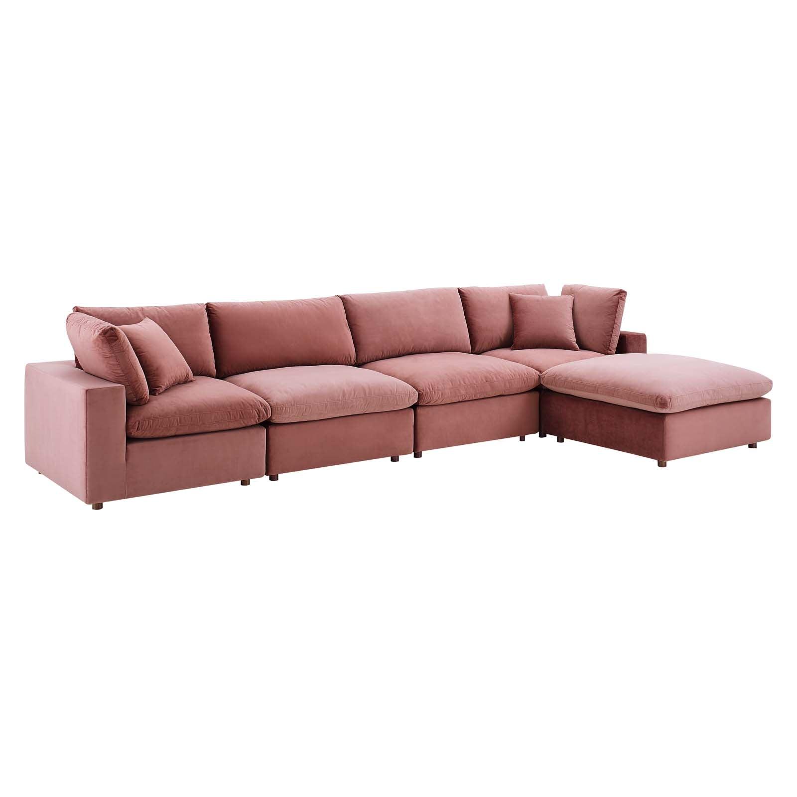 Modway Commix Down Filled Overstuffed Performance Velvet 5-Piece Sectional Sofa FredCo