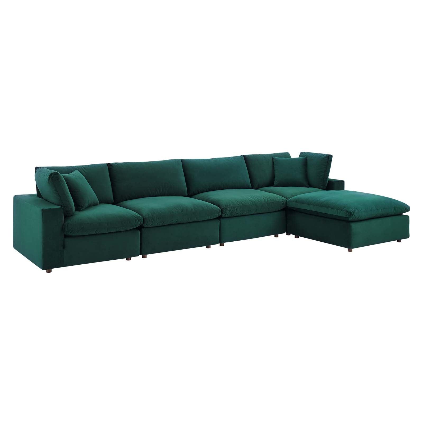 Modway Commix Down Filled Overstuffed Performance Velvet 5-Piece Sectional Sofa FredCo