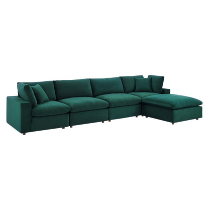 Modway Commix Down Filled Overstuffed Performance Velvet 5-Piece Sectional Sofa FredCo