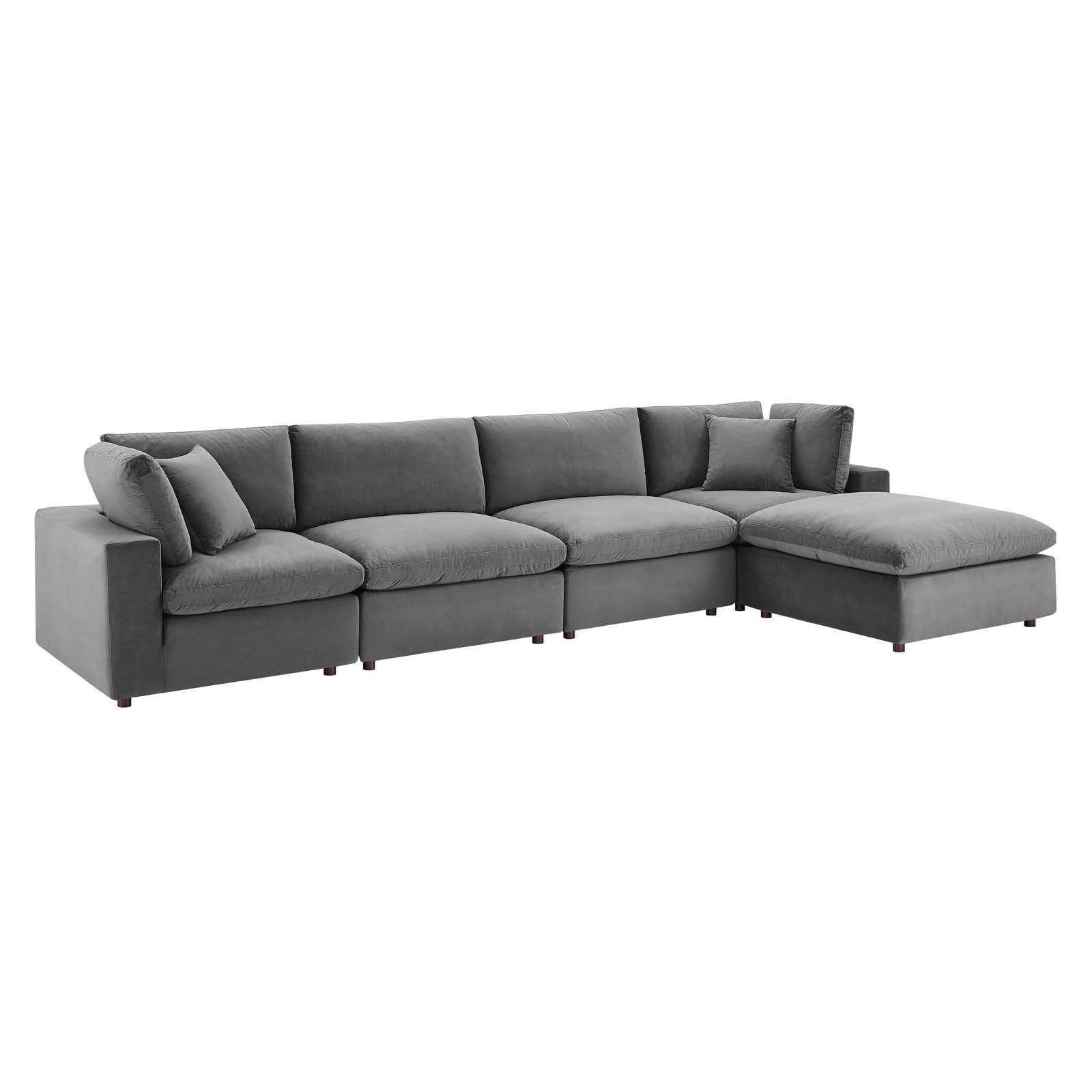 Modway Commix Down Filled Overstuffed Performance Velvet 5-Piece Sectional Sofa FredCo