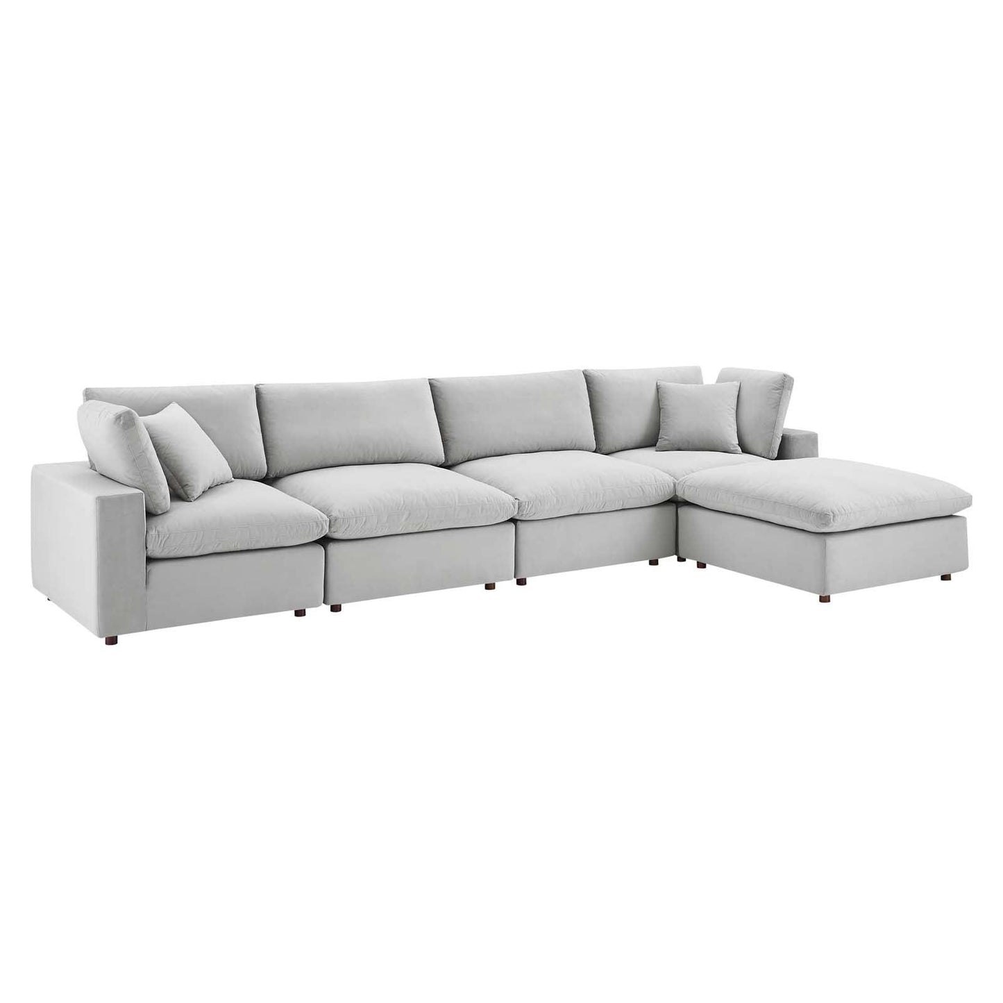 Modway Commix Down Filled Overstuffed Performance Velvet 5-Piece Sectional Sofa FredCo