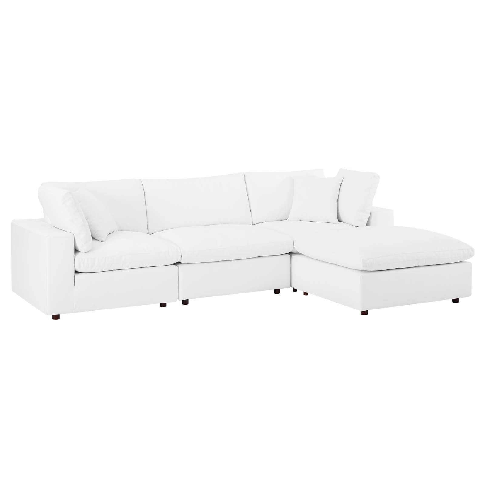 Modway Commix Down Filled Overstuffed Vegan Leather 4-Piece Sectional Sofa FredCo