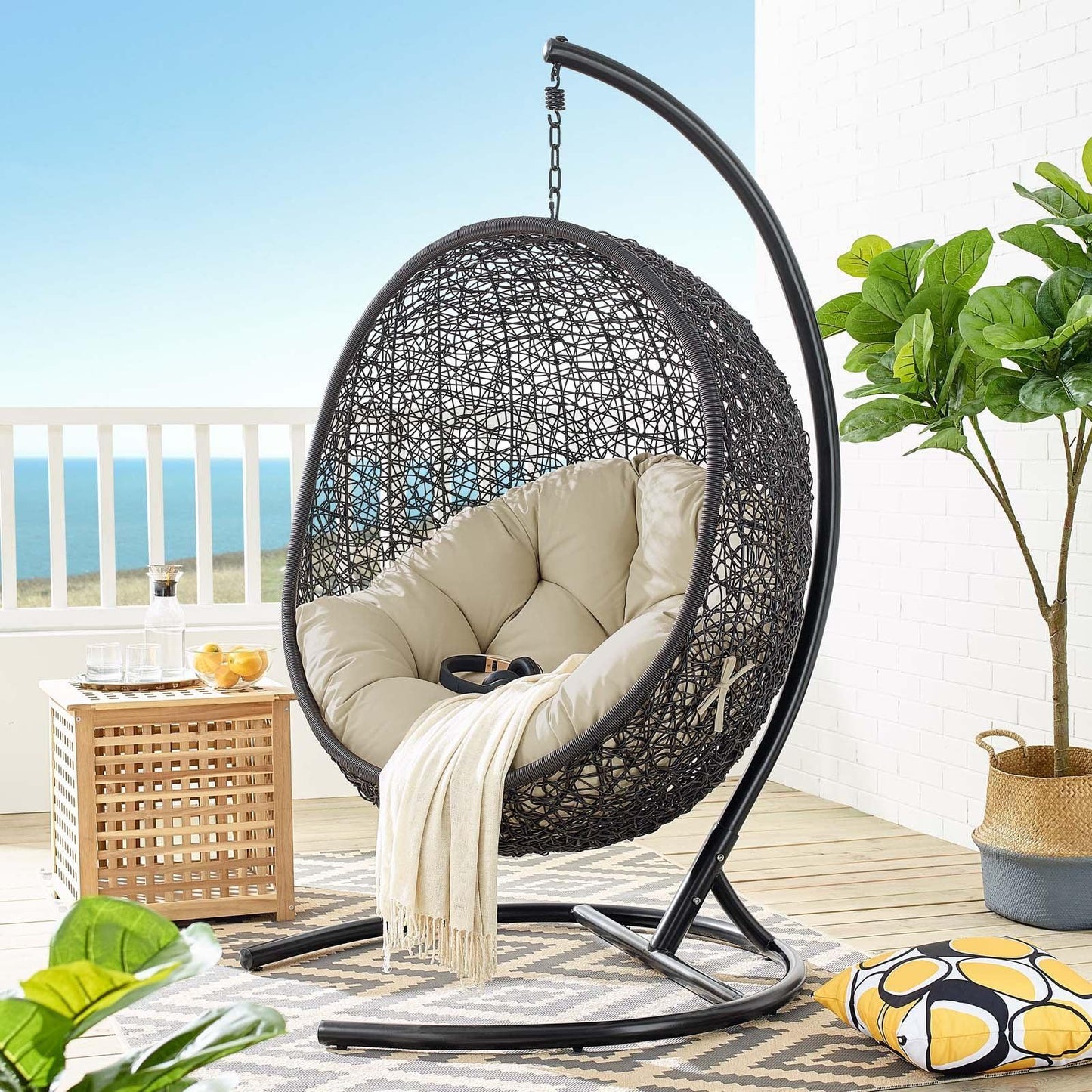 Modway Encase Sunbrella® Swing Outdoor Patio Lounge Chair FredCo