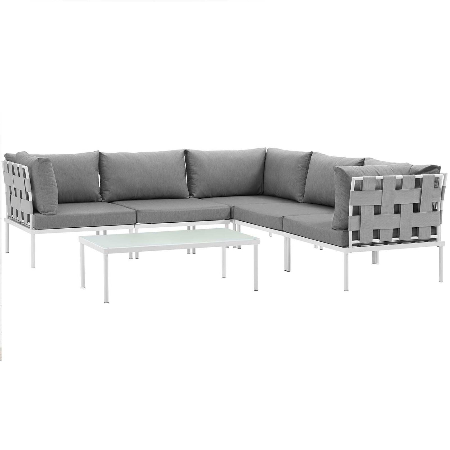 Modway Harmony 6 Piece Outdoor Patio Aluminum Sectional Sofa Set, EEI-2627 FredCo