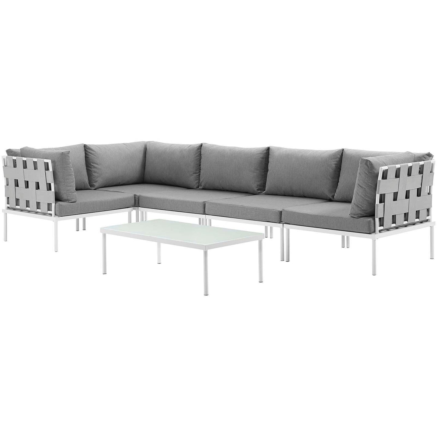 Modway Harmony 6 Piece Outdoor Patio Aluminum Sectional Sofa Set, EEI-2627 FredCo