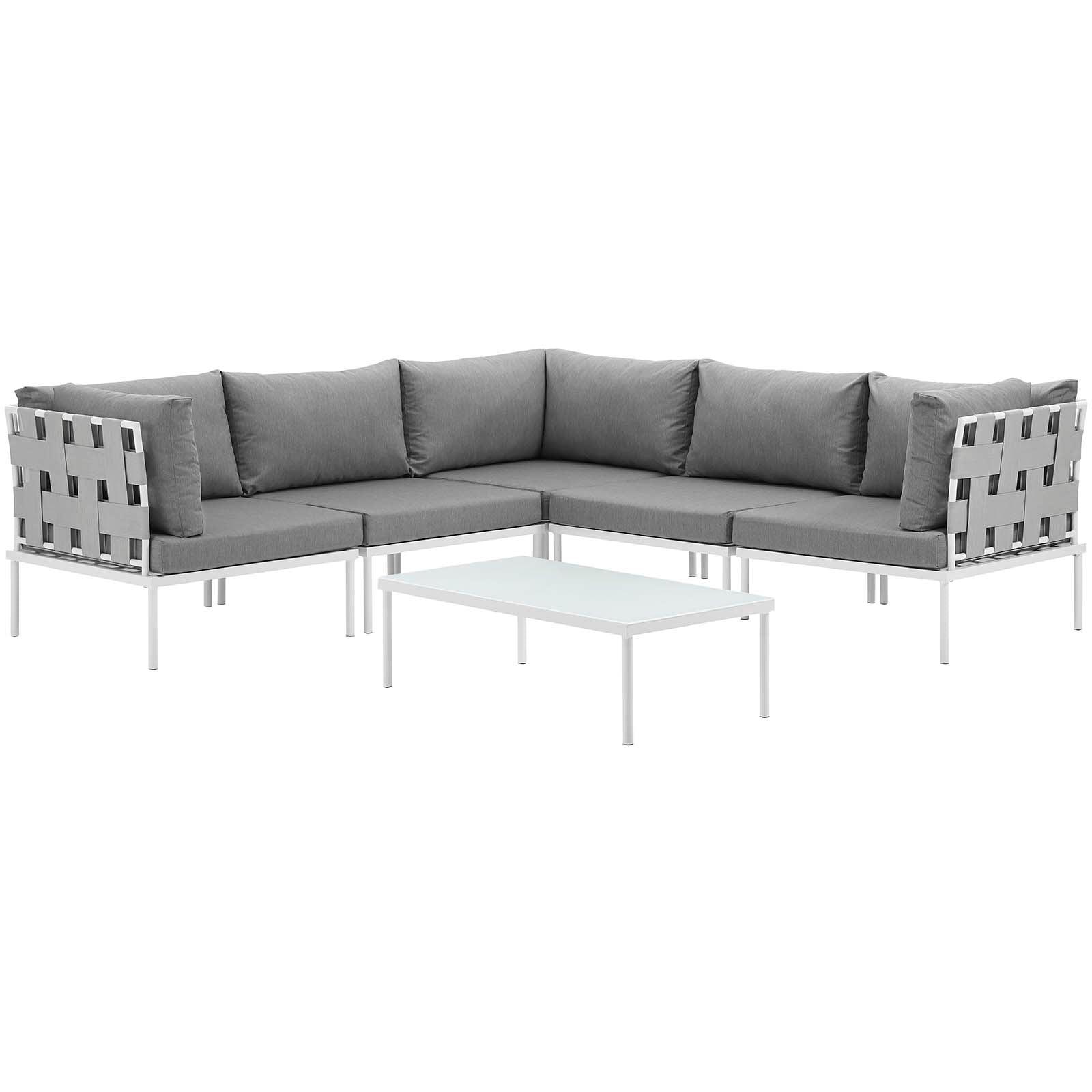 Modway Harmony 6 Piece Outdoor Patio Aluminum Sectional Sofa Set, EEI-2627 FredCo