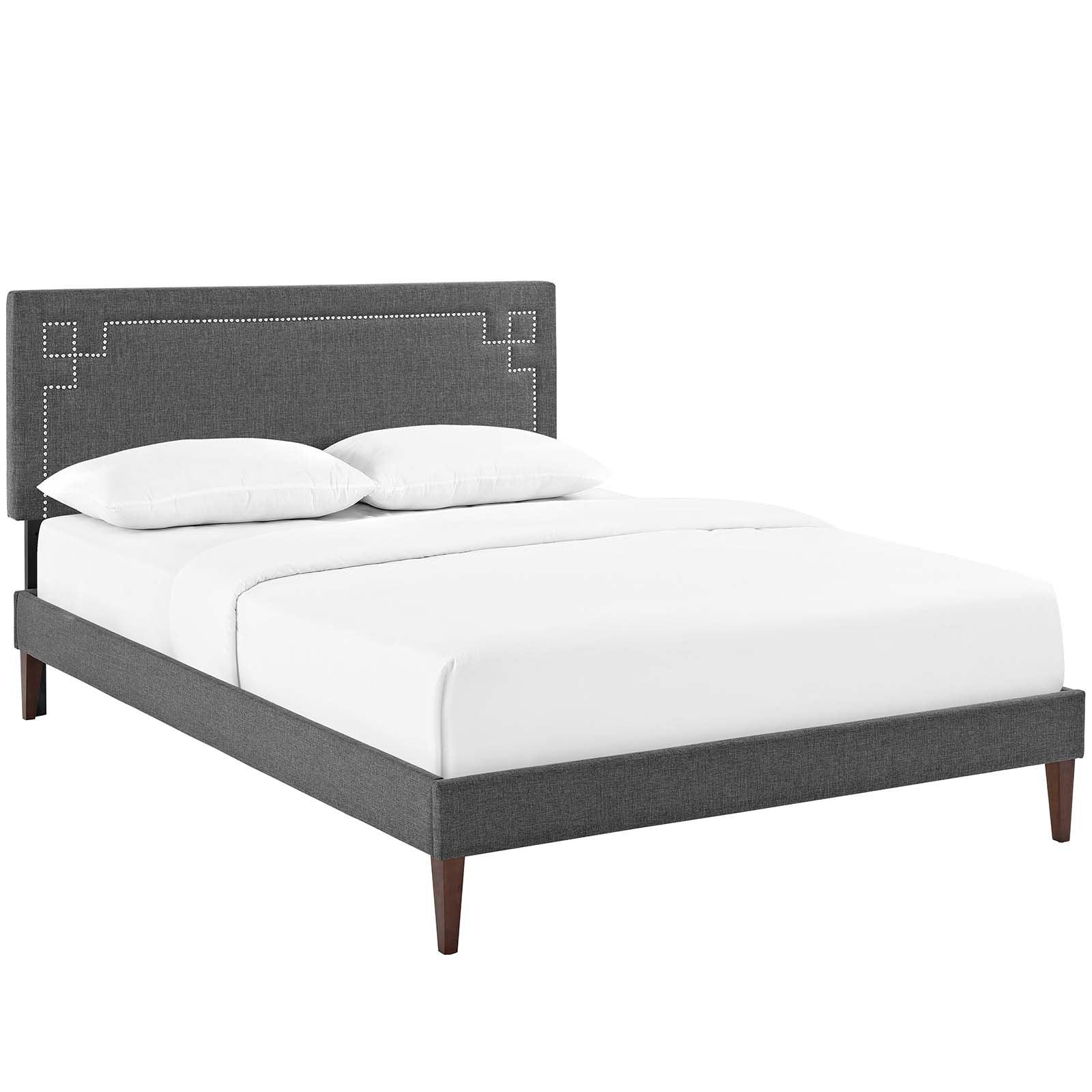 Modway Ruthie Queen Fabric Platform Bed with Squared Tapered Legs FredCo