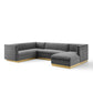 Modway Sanguine 3 Piece Performance Velvet Sectional Sofa Set FredCo