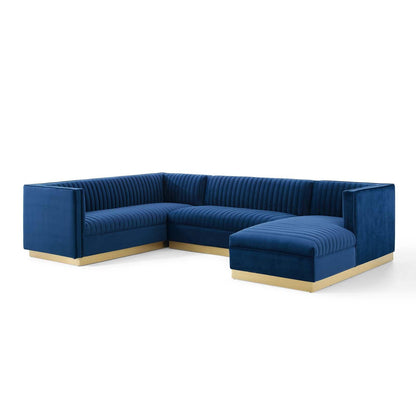 Modway Sanguine 3 Piece Performance Velvet Sectional Sofa Set FredCo