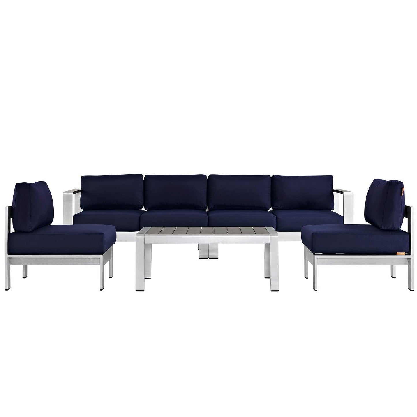 Modway Shore 5 Piece Outdoor Patio Aluminum Sectional Sofa Set, EEI-2564 FredCo