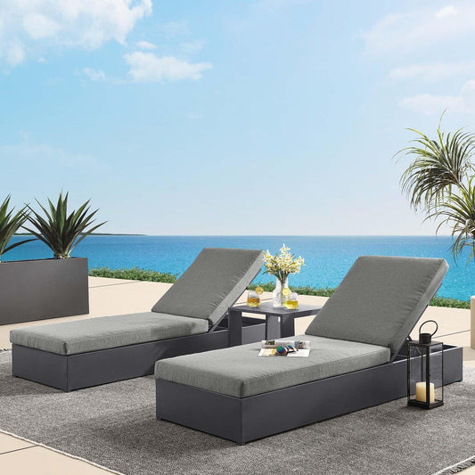 Modway Tahoe Outdoor Patio Powder-Coated Aluminum 3-Piece Chaise Lounge Set FredCo