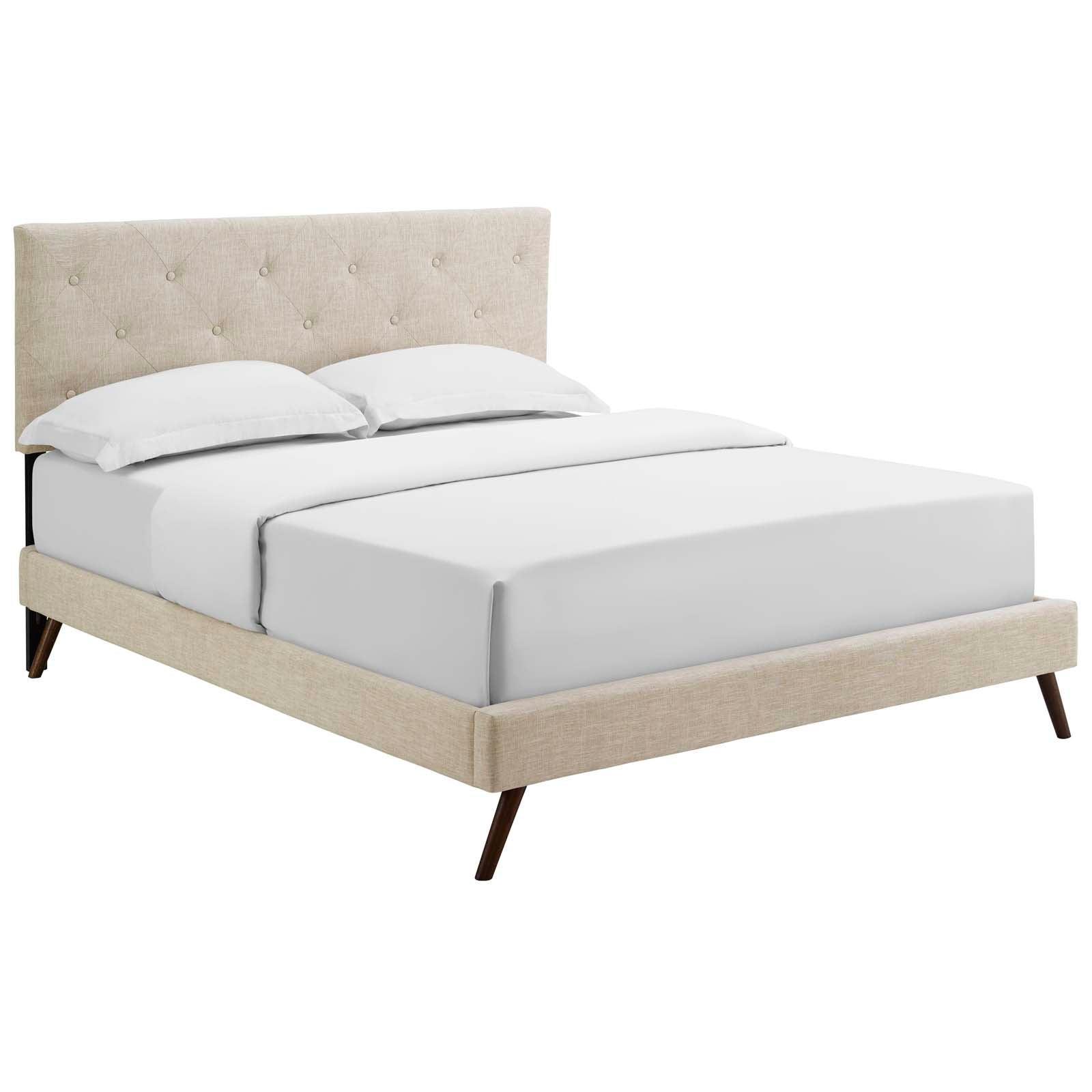 Modway Tarah Queen Fabric Platform Bed with Round Splayed Legs FredCo