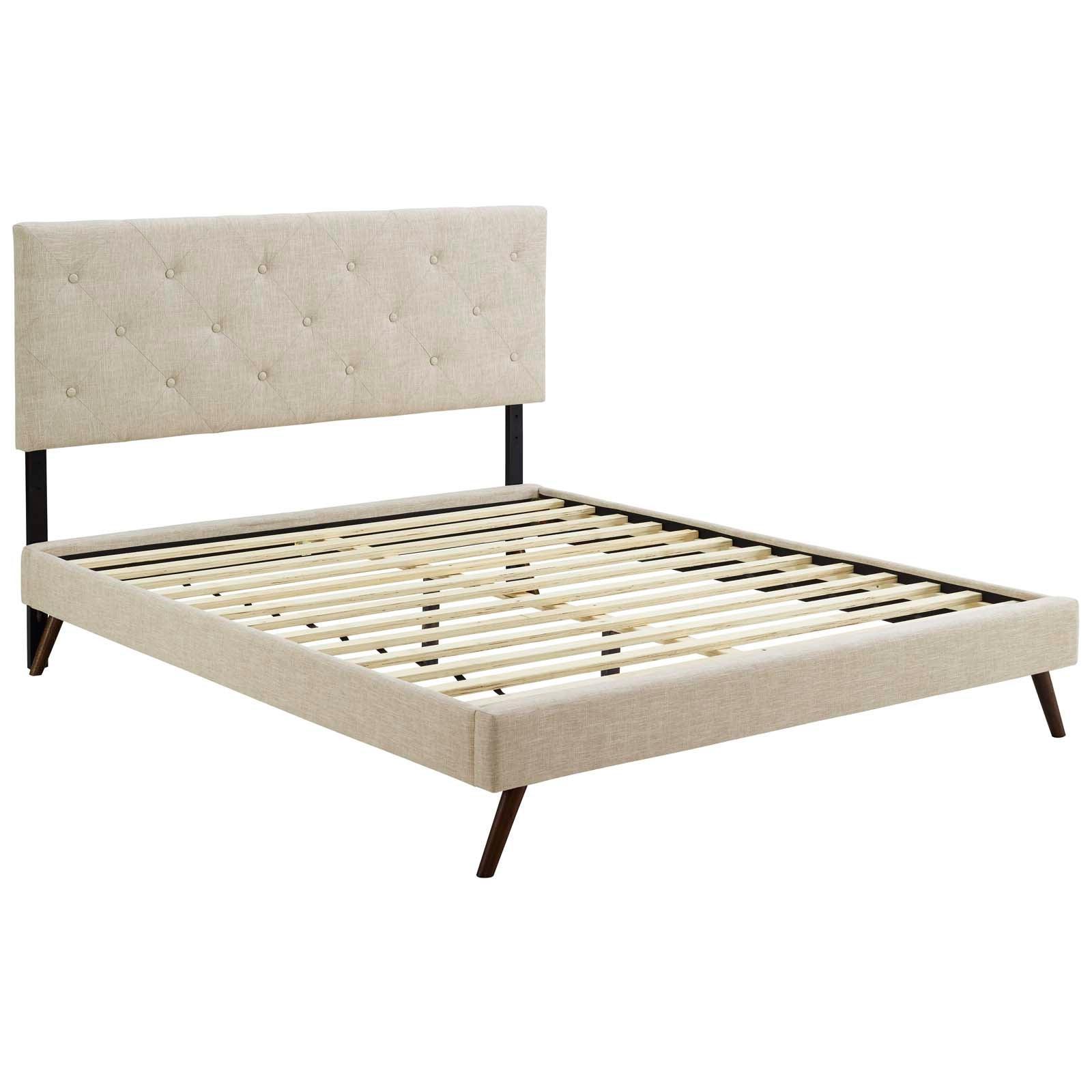 Modway Tarah Queen Fabric Platform Bed with Round Splayed Legs FredCo