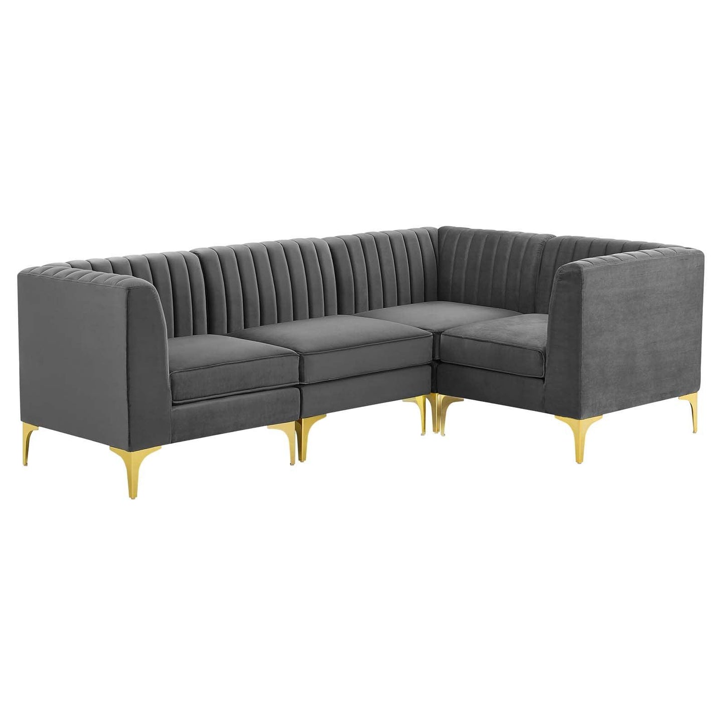 Modway Triumph Channel Tufted Performance Velvet 4-Piece Sectional Sofa, EEI-4349 FredCo