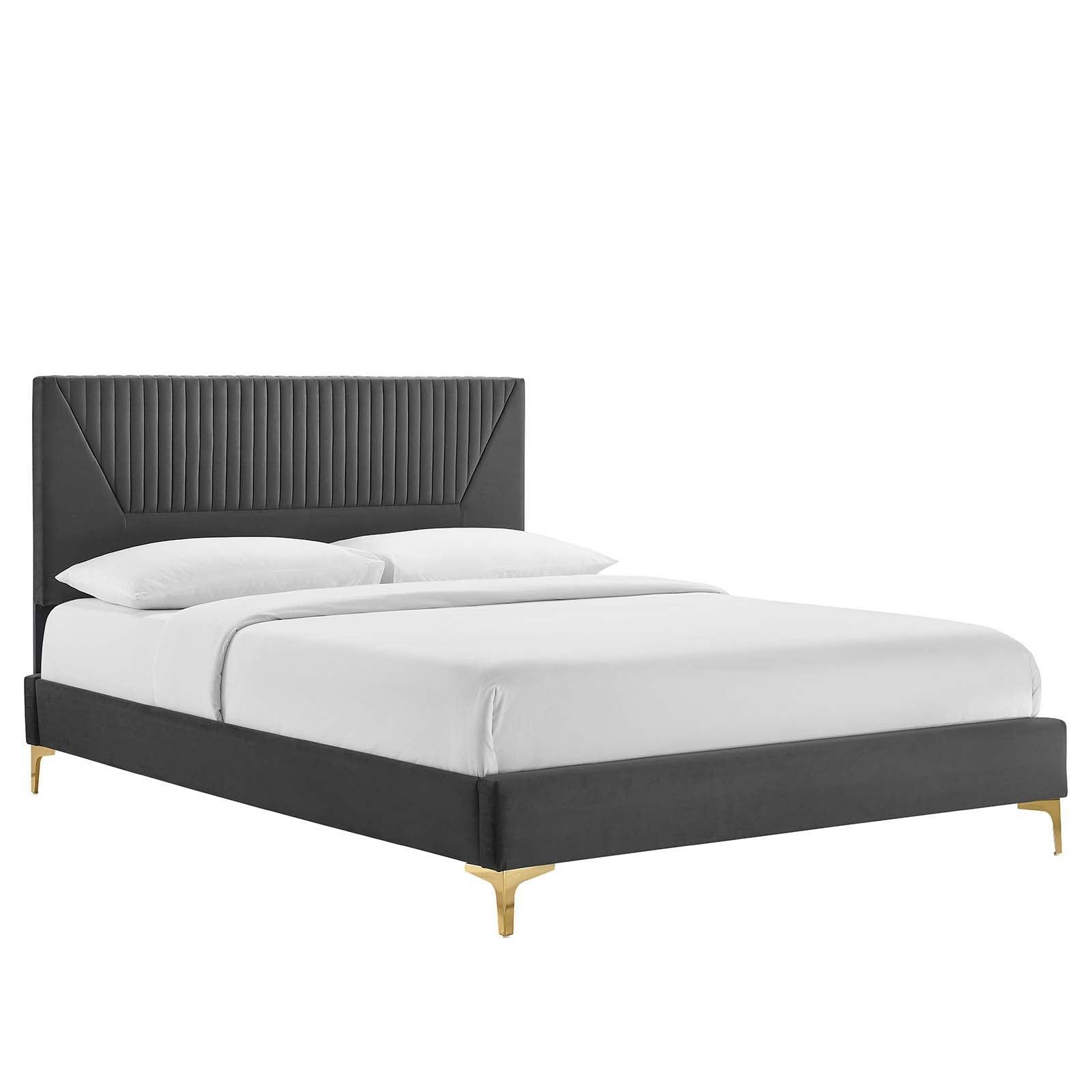 Modway Yasmine Channel Tufted Performance Velvet King Platform Bed FredCo