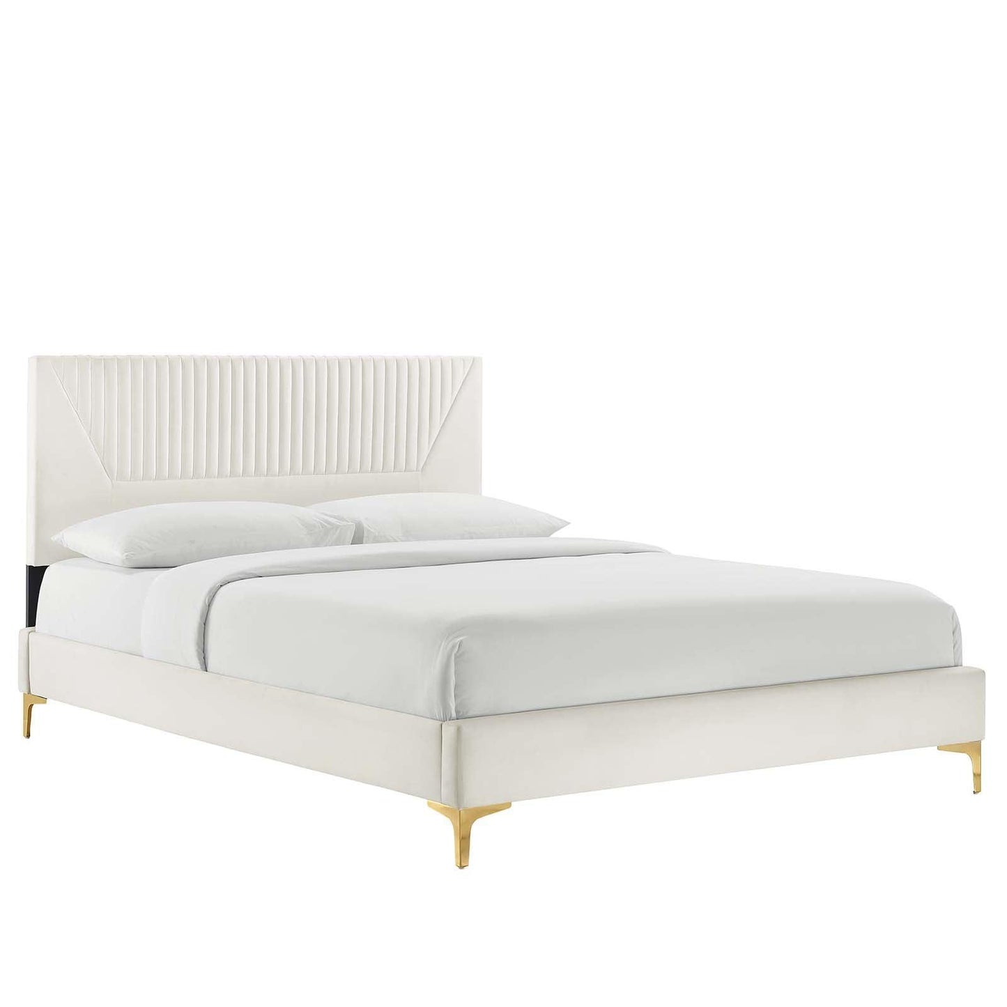 Modway Yasmine Channel Tufted Performance Velvet King Platform Bed FredCo