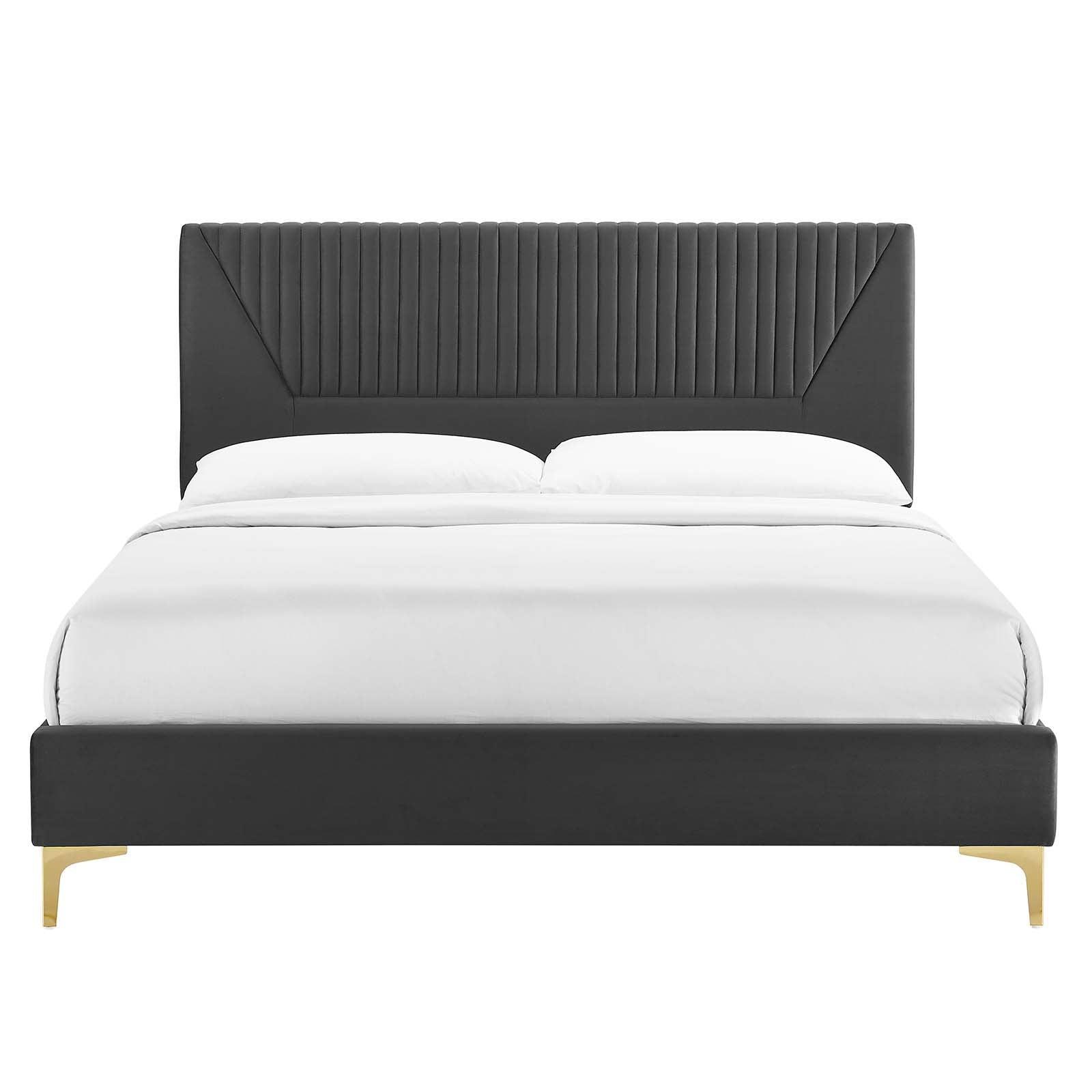 Modway Yasmine Channel Tufted Performance Velvet King Platform Bed FredCo