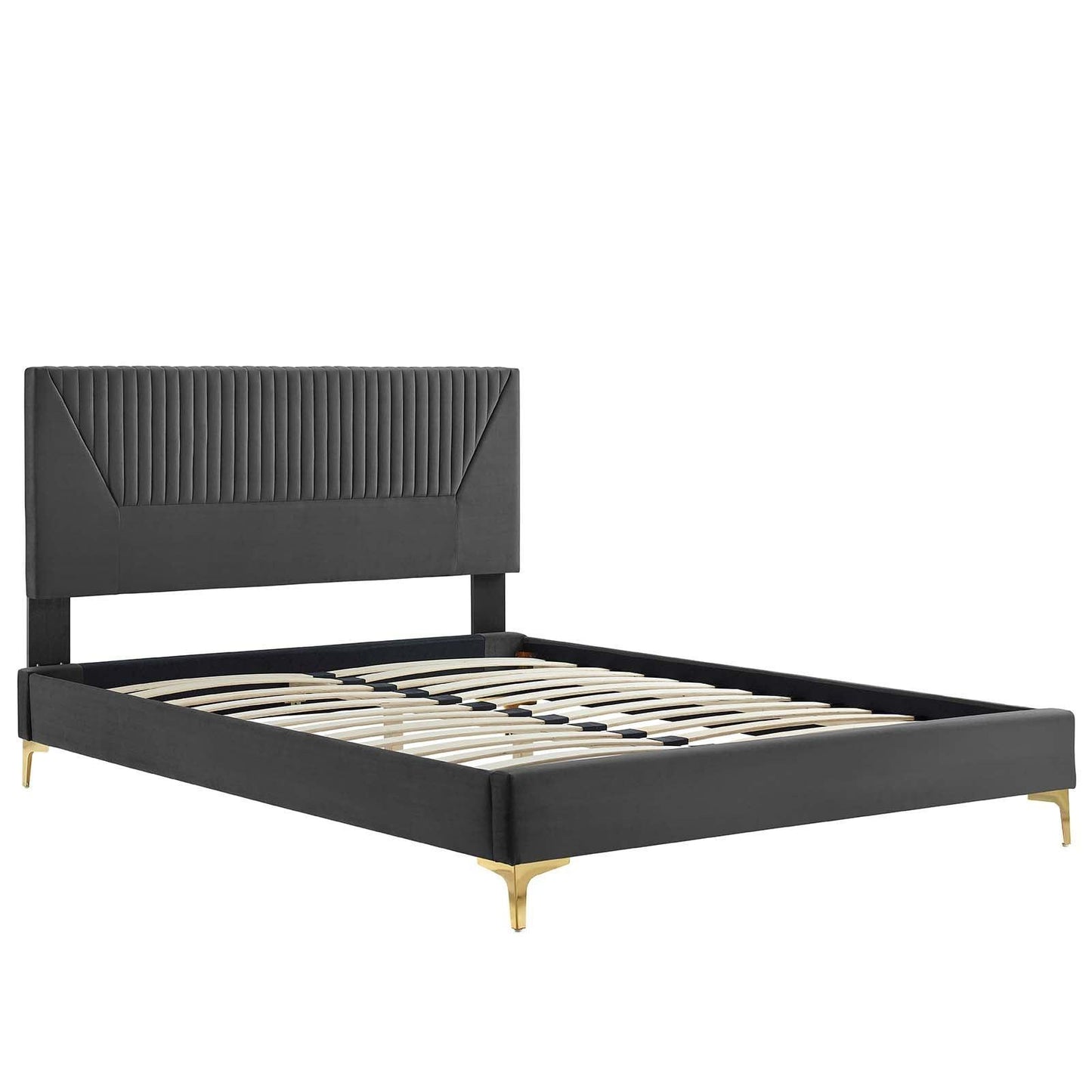 Modway Yasmine Channel Tufted Performance Velvet King Platform Bed FredCo