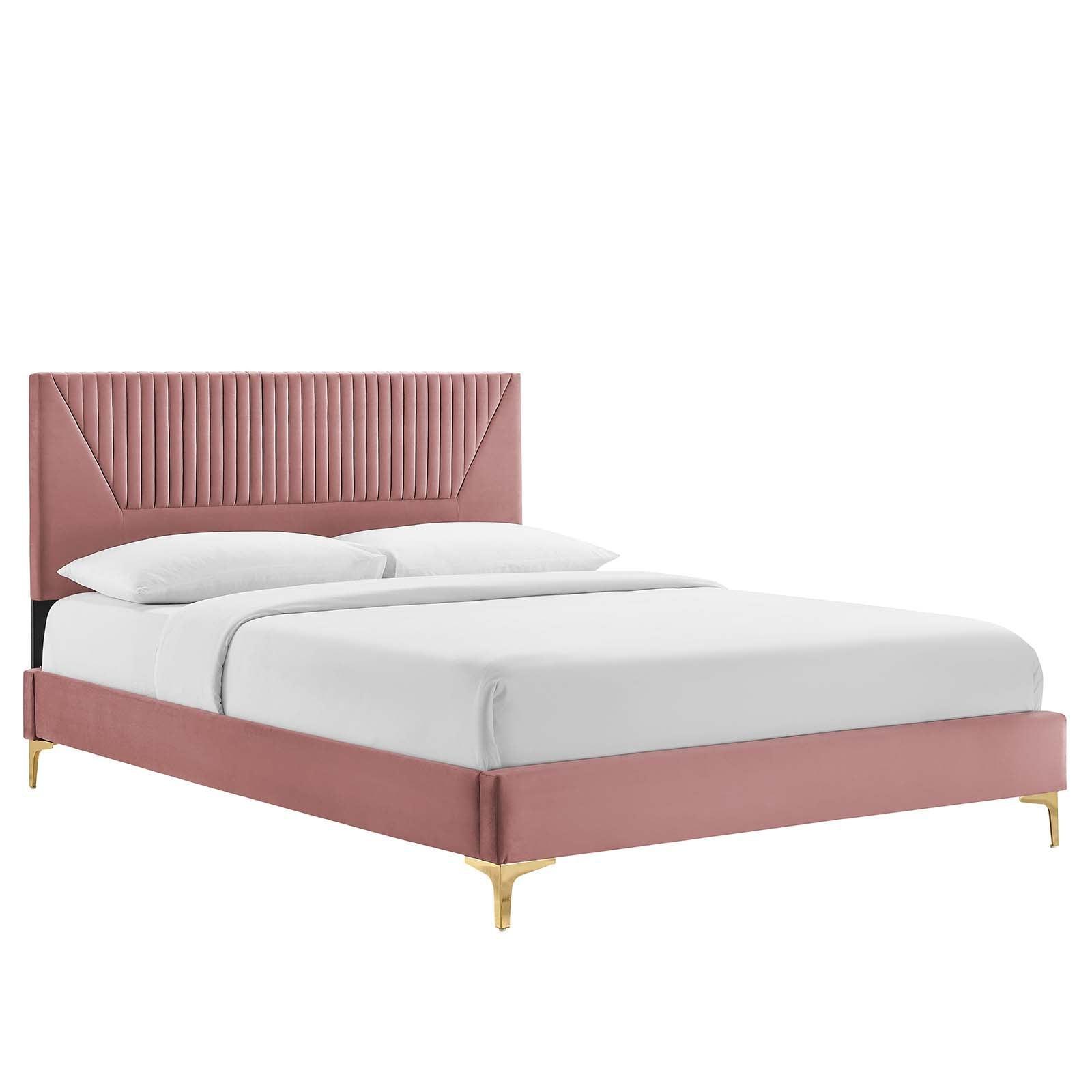 Modway Yasmine Channel Tufted Performance Velvet King Platform Bed FredCo