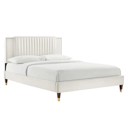 Modway Zahra Channel Tufted Performance Velvet Queen Platform Bed FredCo