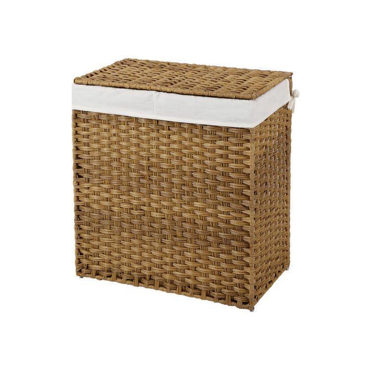 Natural Handwoven Double Laundry Hamper | FredCo
