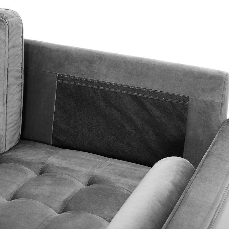 Smooth Velvet Surface Sofa Grey FredCo