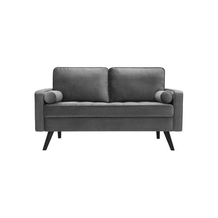 Smooth Velvet Surface Sofa Grey FredCo