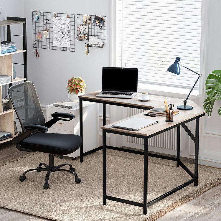 Space-Saving Corner Desk 58" Greige FredCo