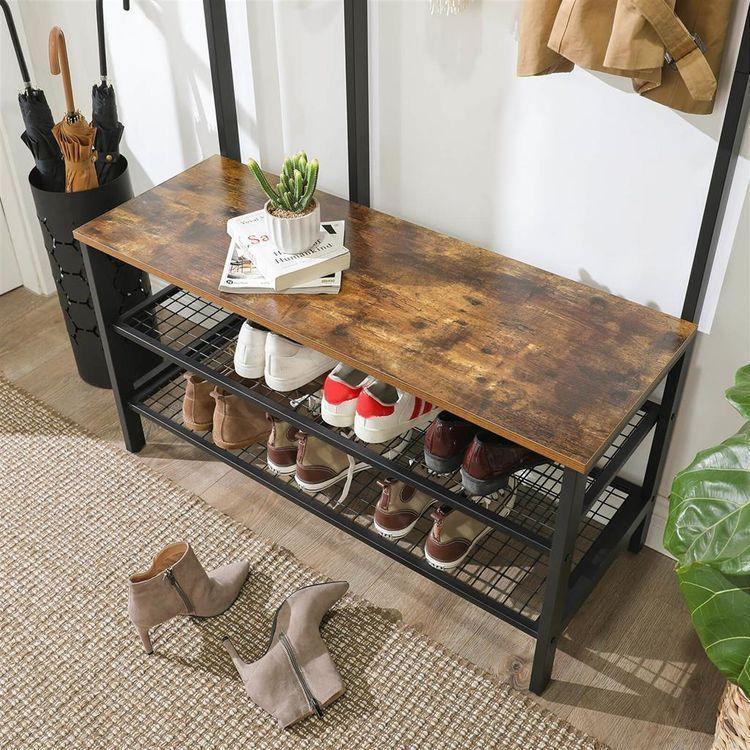 Wall Grid Hall Tree with Shoe Rack FredCo