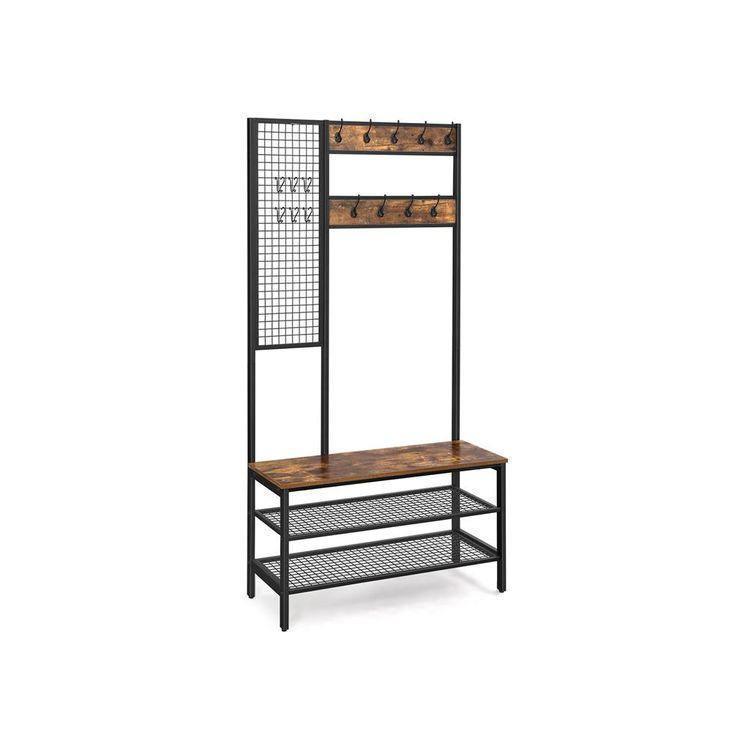 Wall Grid Hall Tree with Shoe Rack FredCo