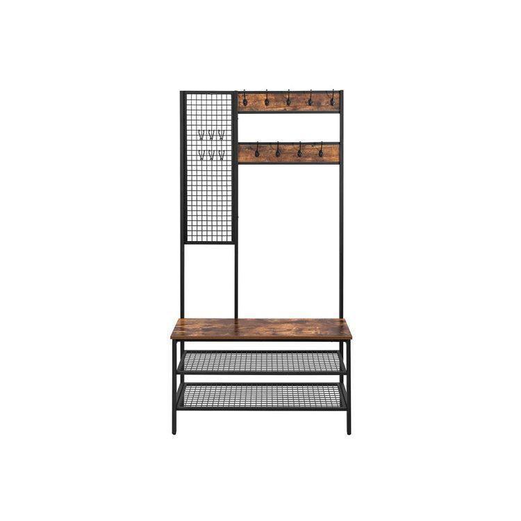 Wall Grid Hall Tree with Shoe Rack FredCo