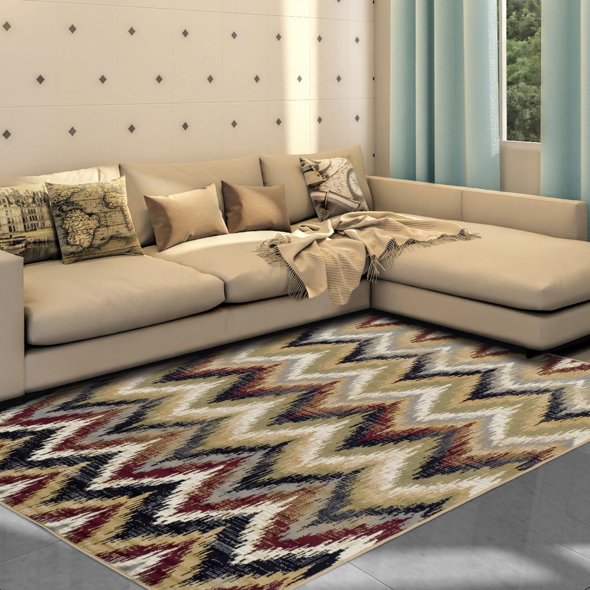 Zigzag Transitional Southwestern Ikat Rug FredCo