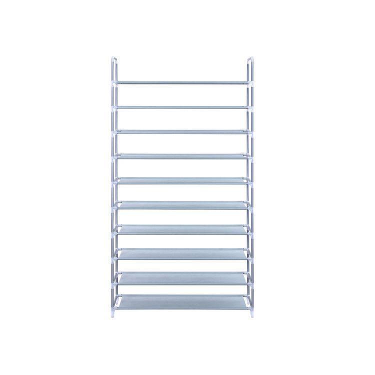 10 Tiers Shoe Rack Grey FredCo