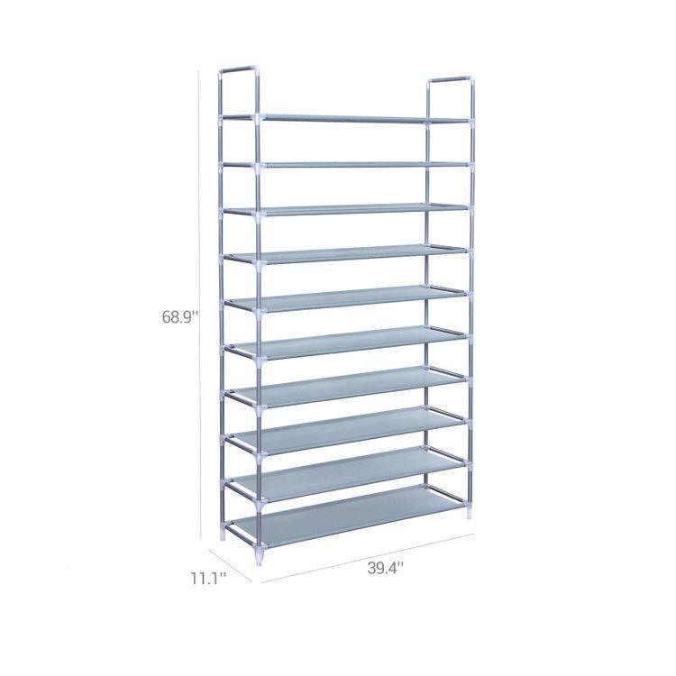 10 Tiers Shoe Rack Grey FredCo