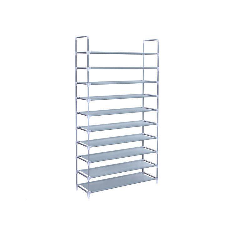 10 Tiers Shoe Rack Grey FredCo