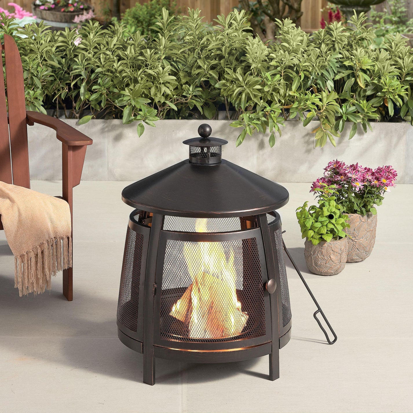 22-Inch Round Steel Wood Burning Outdoor Chiminea