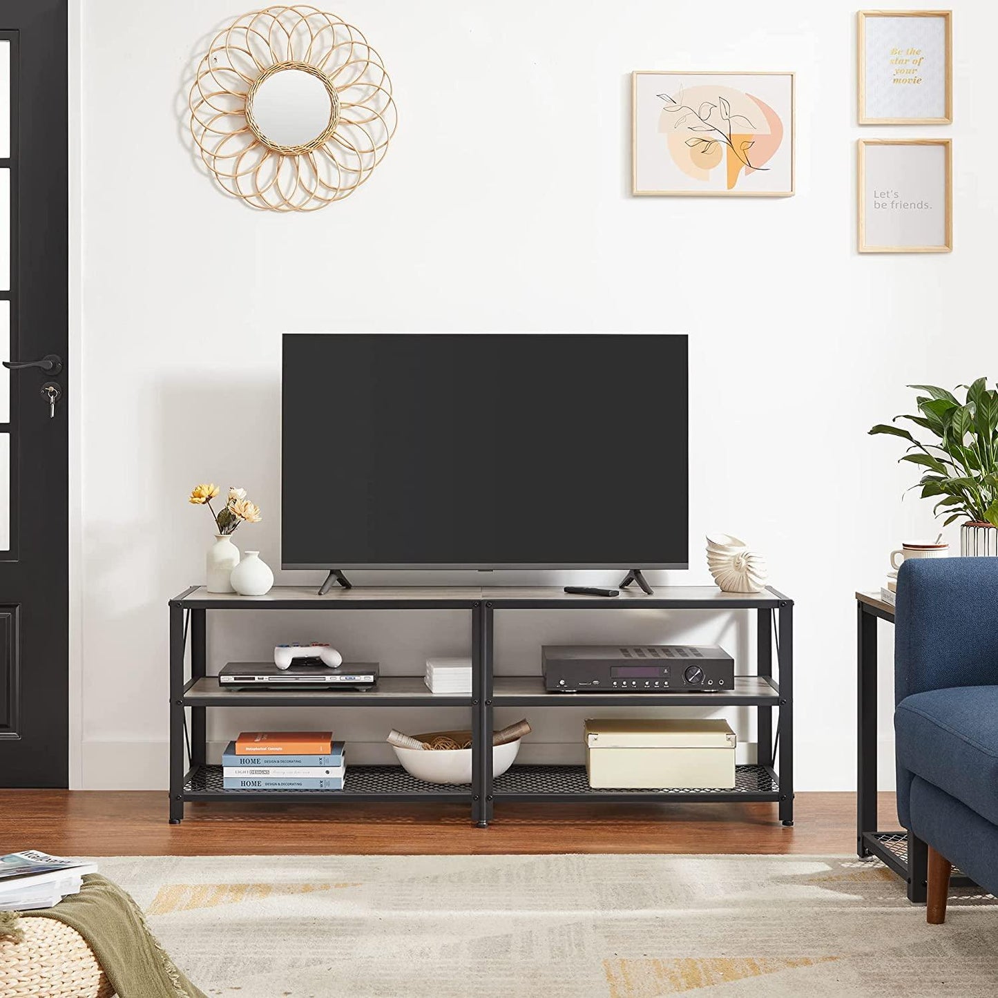 3-Tier Entertainment Center 55" Gray FredCo