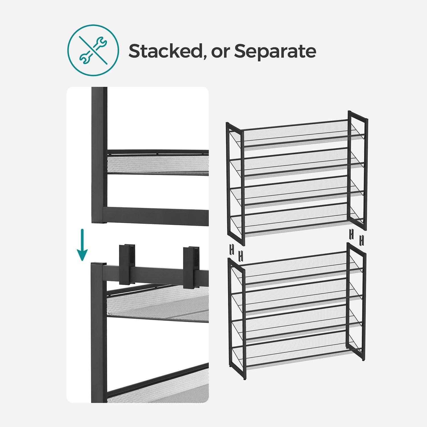 White Vertical 8 Tier Shoe Rack Shoe Cabinet Storage Bookshelf Shoe  Organiser.