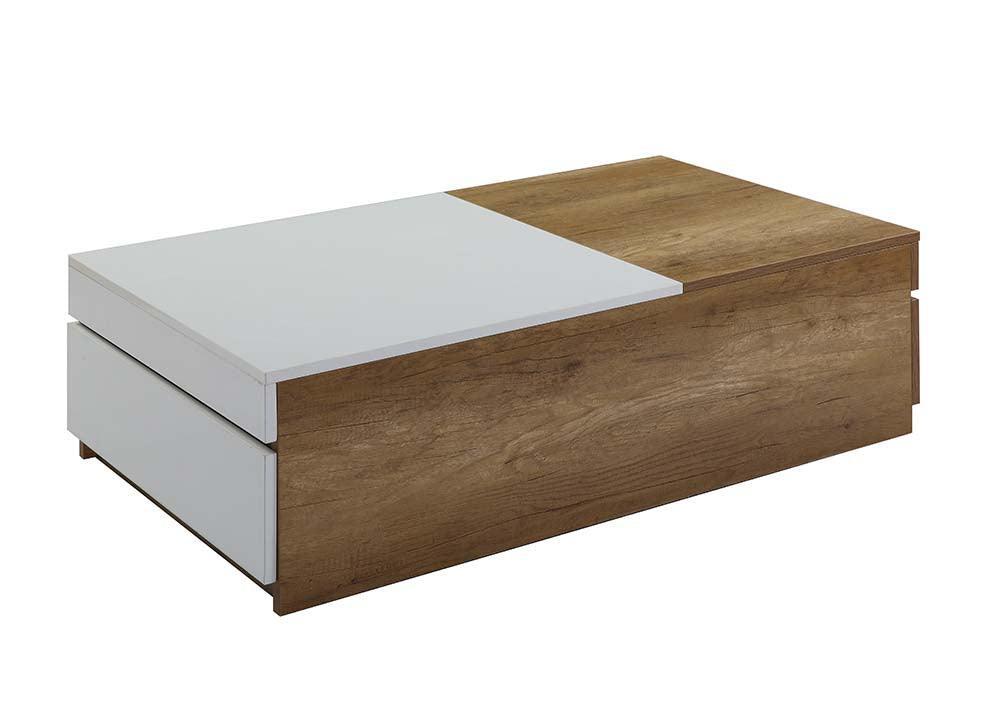 ACME Aafje Coffee Table, Oak & White Finish FredCo